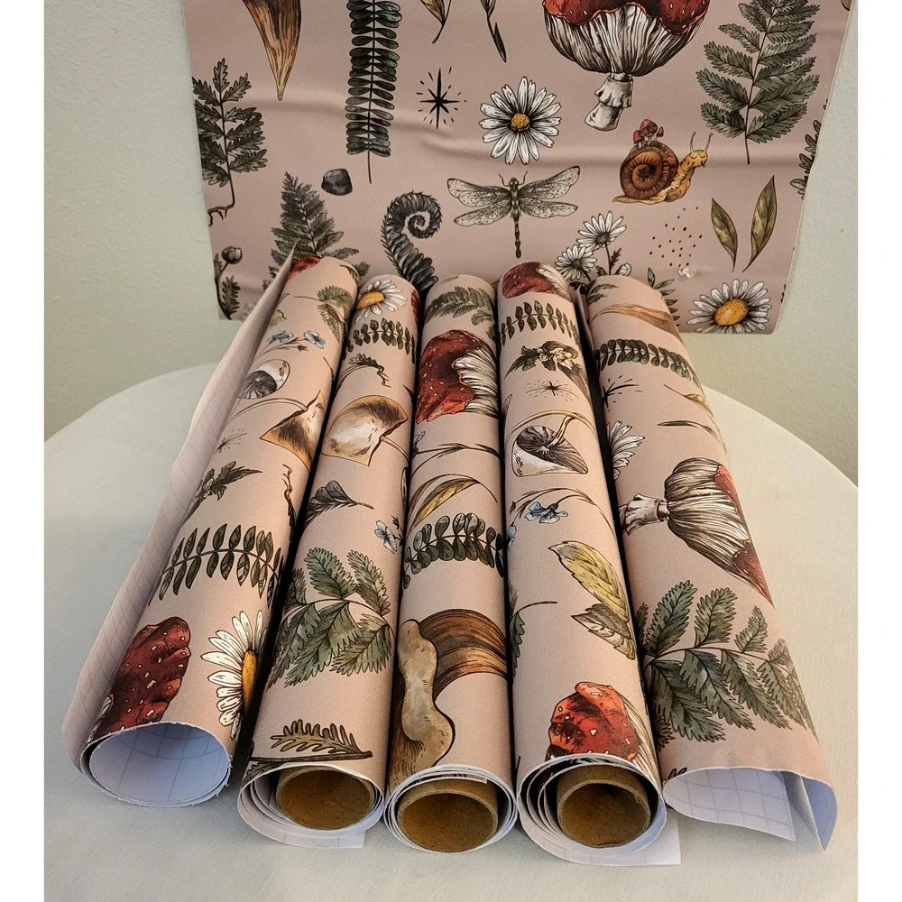 VEELIKE Brown Mushroom Fern Botanical Forest Wallpaper Peel & Stick Scraps READ